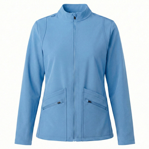 Veste de travail médicale personnalisée à col montant et double poche avant, extensible, pour infirmières - Prix de gros - Product Image 5