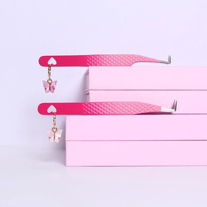 Pinzas para Pestañas con Estuche de Cuero, Agarre Fuerte, Pinzas de Acero Inoxidable Sostenibles para Extensión de Pestañas, Marca Personalizada - Product Image 1
