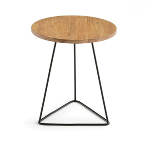 Wholesale Vintage Nesting <b>Tables</b> Set of 2 <b>Round</b> Solid Wood <b>Side</b> <b>Tables</b> with Durable Metal Frame for Living Room & Small Spaces - Product Image 1