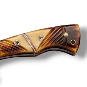 Couteaux de chasse artisanaux en acier Damas, lames à motifs personnalisées, manche décoratif, pour le camping en plein air, la randonnée, le bushcraft - Product Image 4