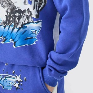 Unisex Winter Eco-friendly Polyester/Cotton Hooded Printed Two-Pieces Casual Solid Color <b>Tracksuit</b> Sportswear Set DTG Print Hood - Product Image 5