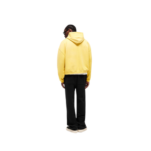 Blouson polaire jaune court zippé pour homme avec capuche à cordon de serrage style streetwear – Vente en gros - Product Image 4