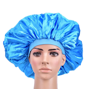 Bonnet de douche unisexe noir imperméable extra large en satin monocouche, élastique, pour cheveux bouclés ou coiffés à l'huile - Product Image 6
