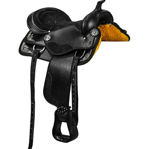 Silla de montar clásica hecha a mano para carreras de barriles estilo western, ligera, sintética, para equitación de sendero, equipo ecuestre duradero - Product Image 4