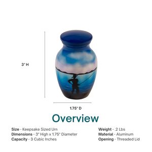 โกศบรรจุอัฐิอลูมิเนียมสีน้ำเงินลายตกปลาสำหรับเก็บเป็นที่ระลึก - Product Image 3