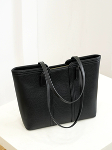 Black PU Leather <b>Tote</b> <b>Bag</b> Solid Color Open Closure Minimalist Style Daily Use Custom Logo Brown PU leather <b>tote</b> <b>bag</b> Waterproof - Product Image 6