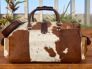 Voyage peau de vache cheveux bagage sac Vintage nuit Duffle cuir Camping randonnée sac à la main Weekender sac pour hommes et femmes - Product Image 5