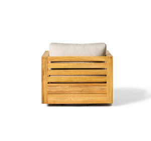 โซฟาไม้สักแท้สำหรับกลางแจ้ง ดีไซน์ทันสมัย สำหรับนั่งคนเดียว เก้าอี้พักผ่อนหรูหราสำหรับระเบียงรีสอร์ท โรงแรม เฟอร์นิเจอร์กลางแจ้ง - Product Image 4