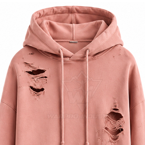 Sudaderas con capucha de algodón grueso para mujer, con estampado personalizado, ropa de moda al por mayor, sudaderas con capucha con lavado ácido y efecto desgastado. - Product Image 4