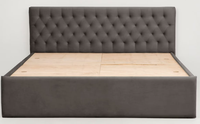 Lit de rangement moderne rembourré, taille King, avec tête de lit capitonnée et revêtement en velours, design minimaliste