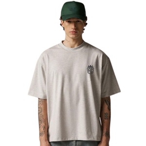 Men Oversized Short Sleeve T Shirt <b>Neutral</b> Minimal Chest Logo Cotton Loose Fit Casual Streetwear Top OEM - Product Image 6
