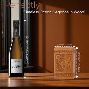 Rosewood Hummingbird Urn Handmade Wooden Floral Cremation <b>Box</b> for human ashes medium size 9x5.5 urn <b>box</b> - Product Image 6