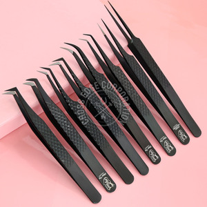 Offre Spéciale professionnel 45 90 degrés Volume pince à épiler noir Extension de cils pince à épiler fibre pointe acier inoxydable cils droit - Product Image 1