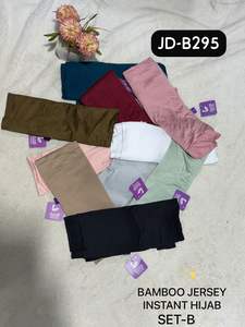 HIVIS Premium Instant Bamboo Jersey Hijab-Floral/Plaid Satin Breathable Stretchy <b>Slip</b>-On Headscarf Set for Women Sets a & B - Product Image 2