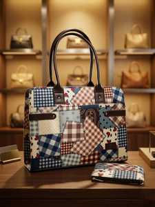 Handmade <b>Patchwork</b> Jacquard Laptop <b>Bag</b> with Matching Zip Pouch - Product Image 3