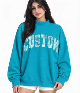 Suéter Oversize de Cuello Alto para Mujer, Ligero, de Felpa, con Hombros Caídos, Corte Holgado, Fabricante OEM - Product Image 1