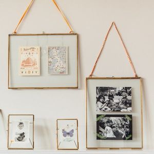 Home Decor Glass & Metal Hanging Photo <b>Frame</b> for Wall Decoration With Hanging Chain, with 2 Sides Glass Customized <b>Frames</b> - Product Image 4