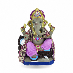 Sculpture artisanale en argile de Ganesh pour la décoration traditionnelle des temples domestiques, exposition de festival, artisanat indien et décoration en gros - Product Image 1