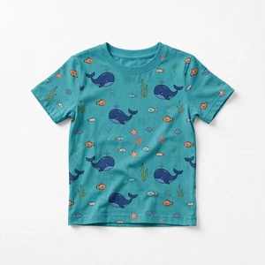 Camiseta Infantil Estampada con Diseño Personalizado, Cuello Redondo, Informal, Transpirable, Ecológica, de Secado Rápido, 100% Algodón, Manga Corta, Tejido de Punto, para Verano - Product Image 2