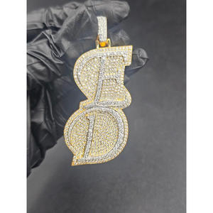 Pendentif lettre ED en moissanite, collier hip-hop glacé, bijou personnalisé avec initiale, cadeau bling-bling - Product Image 1