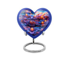 Petites urnes funéraires en forme de cœur pour cendres humaines, mini urne bleue avec boîte en velours en forme de cœur et support - Product Image 2