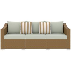 Light Gray 3-Seater Rattan Wicker Patio Couch with Cushions & 2 Throw Pillows Outdoor PE Rattan <b>Sofa</b> for <b>Garden</b> <b>Garden</b> <b>Sofas</b> - Product Image 1