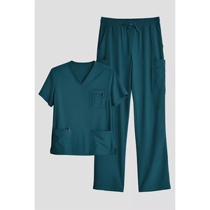 Women and Man V-Neck Medical Nursing <b>Scrubs</b> Uniform <b>Set</b> With Straight Leg Pants Medical <b>Scrubs</b> Top and Pants Multi Pocket Top - Product Image 3