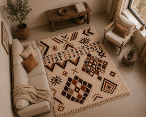 Custom Handmade Moroccan Berber Wool <b>Rug</b> Hand Knotted Tribal <b>Boho</b> Area Carpet with Geometric Amazigh Pattern - Product Image 5