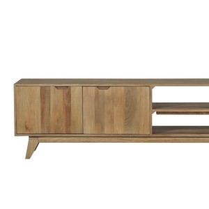 Mueble para TV Vandana Ivory Living de 170 cm en madera maciza de mango, estilo escandinavo Elyka con puertas dobles y nichos - Product Image 2