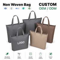 Sac fourre-tout durable en non-tissé avec poignées, fermeture éclair sécurisée, plusieurs couleurs, imprimé sérigraphié pour usage extérieur quotidien