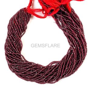 Cuentas redondas microfacetadas de granate rojo natural de 2 mm, pequeñas cuentas de granate para la fabricación de joyas, cuentas sueltas facetadas con corte de diamante al por mayor. - Product Image 6