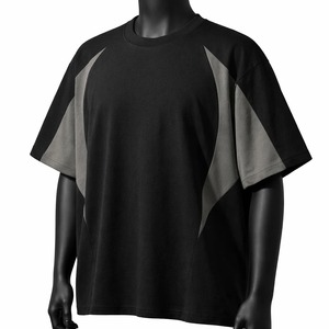 Camiseta Moderna de Diseño Personalizado con Múltiples Paneles para Hombre, 100% Algodón, Negra y Gris, Estilo Oversize con Bloques de Color en Contraste - Product Image 4