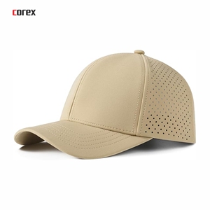 Gorra de Béisbol de 6 Paneles con Corte Láser Color Caqui, Malla Transpirable, Bordado 3D, Botón Ajustable, Unisex, para Viajes al Aire Libre, Primavera, 100% Poliéster - Product Image 1