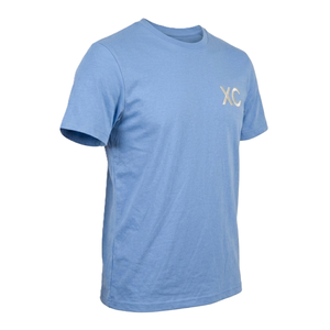 Camiseta de Manga Corta para Hombre, Color Azul Claro, Lisa, con Logotipo XC, Cuello Redondo, Corte Regular, 100% Algodón, Transpirable, de Secado Rápido, Tejido de Punto - Product Image 1