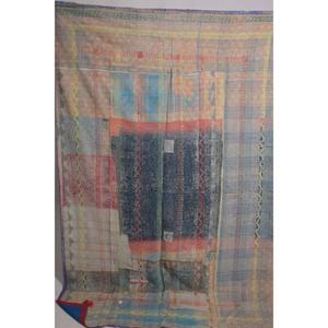 Couverture Kantha Gudri en coton indien faite à la main, style bohème vintage, jeté de lit réversible, couverture décorative pour la maison - Product Image 2