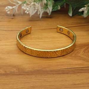 Brass Magnetic Cuff Bracelet Sanskrit <b>Engraved</b> <b>Bangle</b> Spiritual Yoga Bohemian Gold Cuff Unisex - Product Image 5