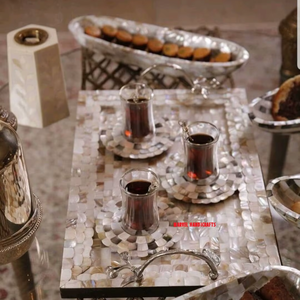 Plateau artisanal en bois et nacre |   Boîte de rangement pour brûleur d'encens Bakhoor Oud, sous-verres, décorations de maison pour Ramadan et l'Aïd, assiettes, plats, coffrets cadeaux - Product Image 3