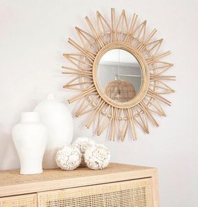 Rattan Bamboo Wall <b>Moroccan</b> <b>Style</b> Halo <b>Mirror</b> for Home Decoration Sun Shaped Wall-Mounted <b>Mirrors</b> - Product Image 5