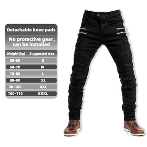 Motorcycle Leather Cordura Riding Pants with CE Removable <b>Knee</b> & Hip <b>Protectors</b> | Waterproof Biker Trousers | Hike Impex - Product Image 4