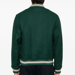 Veste de sport verte pour homme avec logo blanc imprimé, col rabattu, coupe classique, pour l'automne - Product Image 3
