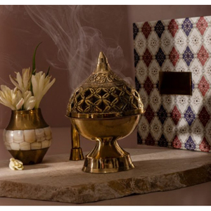 Brûleur d'encens traditionnel en laiton - Décoration spirituelle écologique pour la maison - Finition antique - Couleur et taille personnalisables - Product Image 6