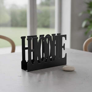 Encantador Porta Servilletas de Metal Negro con un Audaz Diseño de Letras Recortadas, Perfecto para Decoración de Mesa de Comedor Estilo Rústico - Product Image 5
