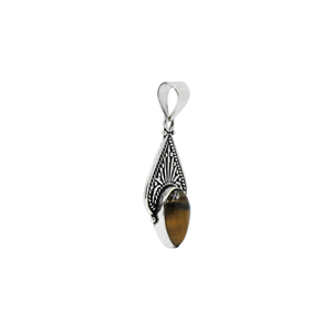 Collier pendentif œil de tigre fait main, taille poire, 10x14mm, pierre naturelle, plaqué or 18 carats, monture en laiton, style bohème avec cordon - Product Image 3