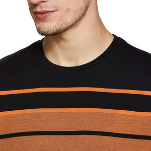 Men's <b>Brown</b> Black Striped Crew Neck Knitted Pullover Sweatshirt Casual Autumn Wear Regular Fit <b>Long</b> <b>Sleeve</b> <b>Top</b> Men Sweatshirts - Product Image 6