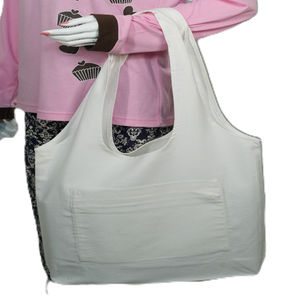 Sac fourre-tout en toile de coton biologique 100 % pour femme, grande capacité, personnalisable, pliable, réutilisable, sacs de shopping à bandoulière, écologique - Product Image 5