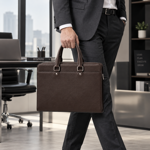 Genuine Leather Classic Luxury Large Capacity <b>Briefcase</b> <b>Laptop</b> <b>Bag</b> Business Tote Satchel Document Case for Office Travel - Product Image 3