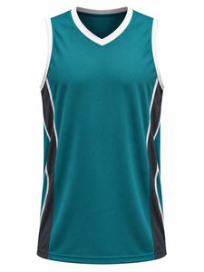 Maillot de basket-ball personnalisé OEM de haute qualité, 100% polyester, maille respirante, imprimé par transfert thermique, taille plus, UPF 50+ - Product Image 5