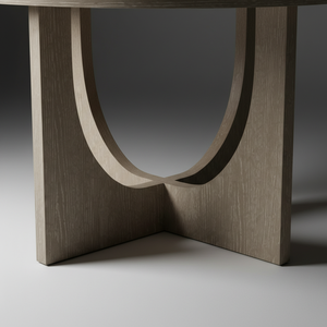 Table basse ronde moderne en bois d'hévéa durable et placage de chêne MDF KD avec design décoratif, garantie 1 an - Product Image 5