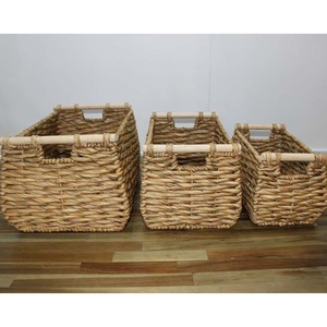 Cesta de Almacenamiento Rectangular de Hierro y Jacinto de Agua con Asas de Madera, Nuevo Diseño - Product Image 5
