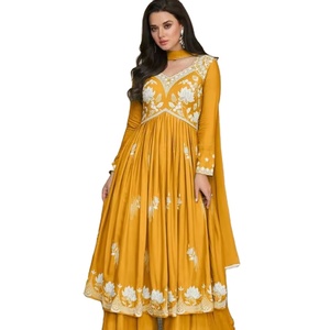 Traje Sharara de trabajo de hilo bordado de rayón pesado de último diseñador por Fab Zone - Product Image 1